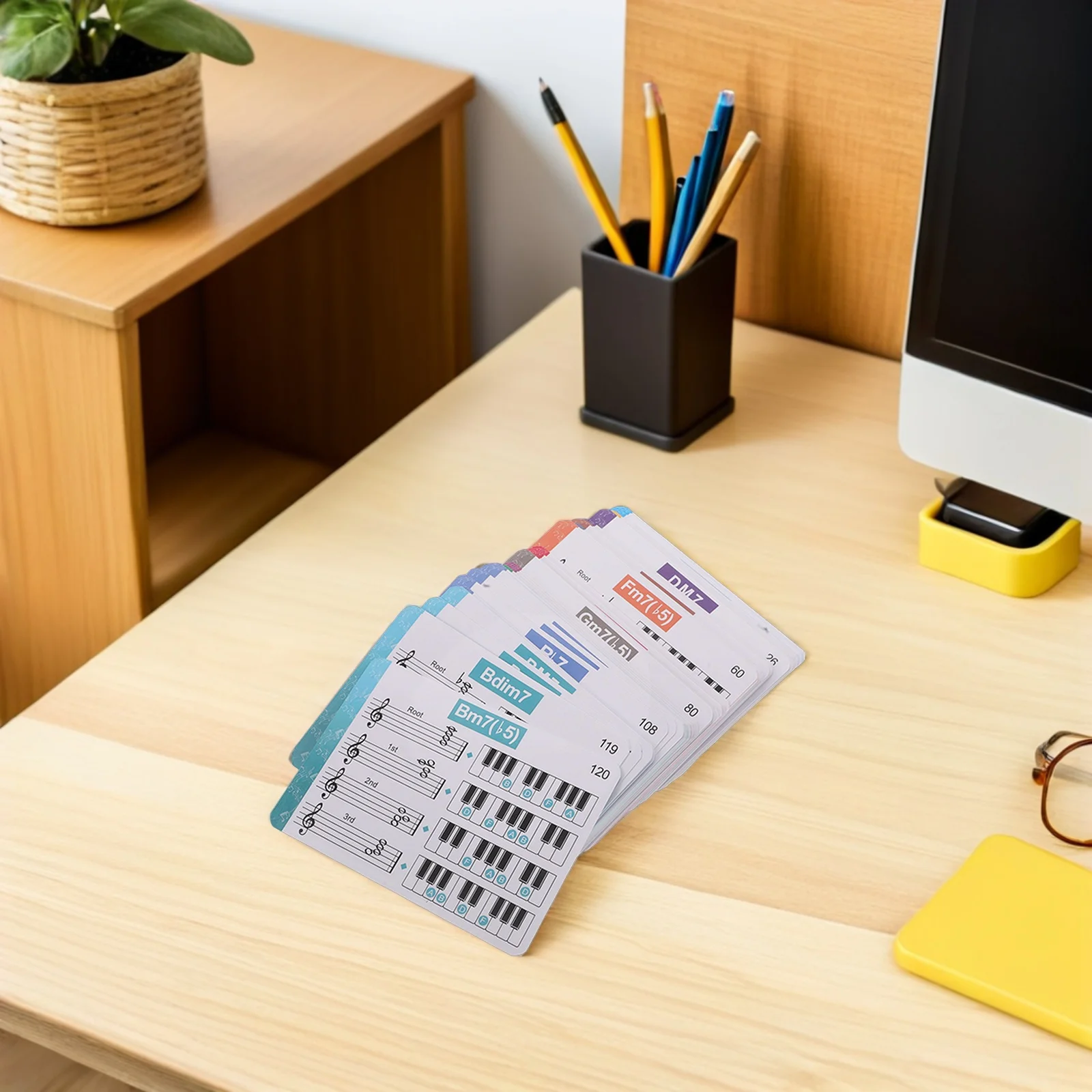 1 مجموعة بطاقات ممارسة البيانو مخطط وتر أساسي للمبتدئين دليل دراسة الموسيقى المحمولة البطاقات التعليمية وتر البيانو المهنية