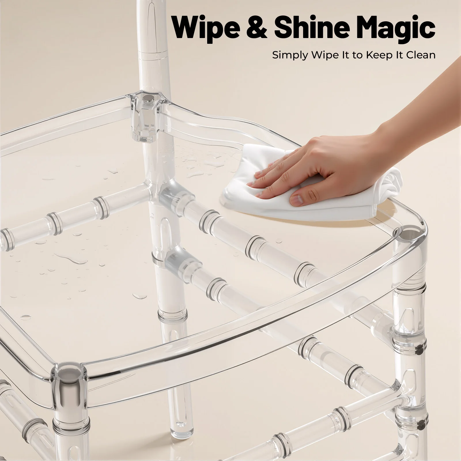 4 قطع كراسي كمبيوتر شفافة بتصميم حديث، سعة تحميل 330 رطل شديدة التحمل، سهلة التنظيف والتكديس، للمقهى/المنزل/المناسبات