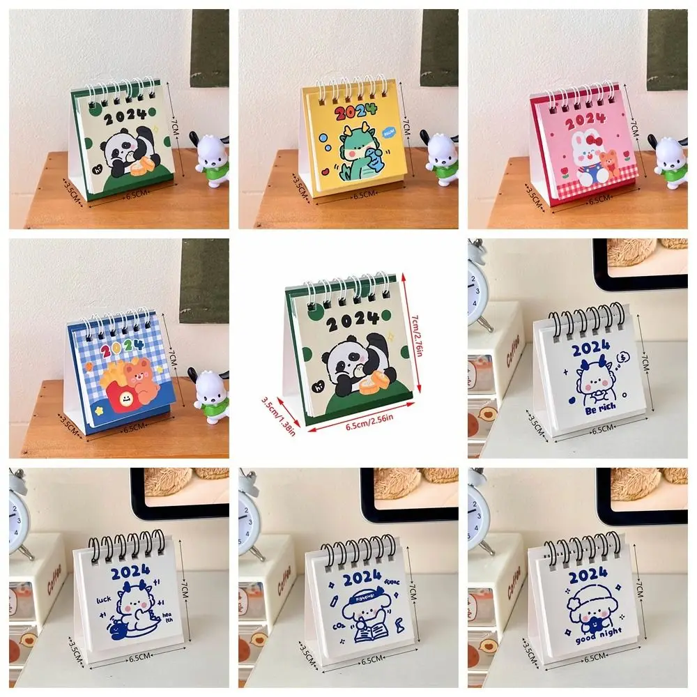 Practical Agenda Organizer 2024 Calendar Animal Mini Mini Desktop Calendar Schedule Planner Coil Notepad Home Decor