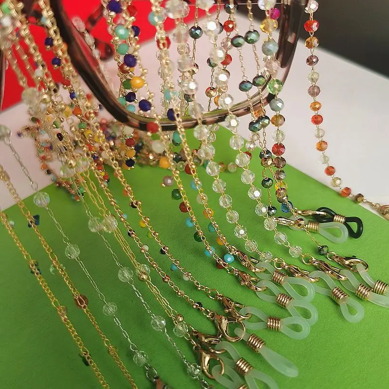 2020New Year's New Eyeglass Chain Colorful Crystal Handmade Material Neck Hanging Mask Rope Yiwu Accessories Wholesale