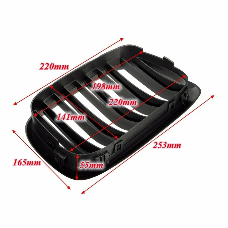 ABGE-4X Przednia Kratka Nerka Zderzaka Zamiennik Podwójne Listwy Grillów Do BMW E39 Serii 5 525 528 1995-2004 Matowa Czerń