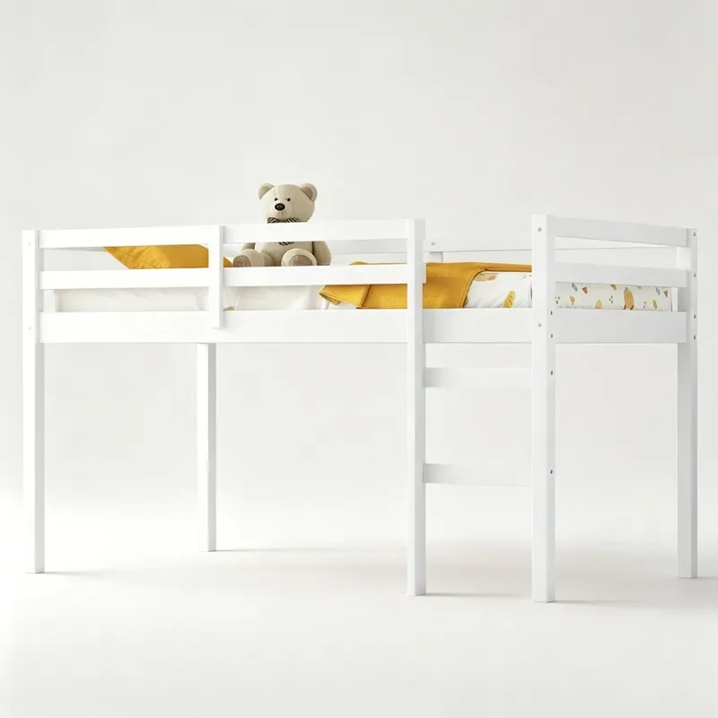 Custom Solid Wood Bunk Bed for Kids Castle Design with Guardrail Half Height Loft Bed Upper and Lower Beds for Boys and Girls