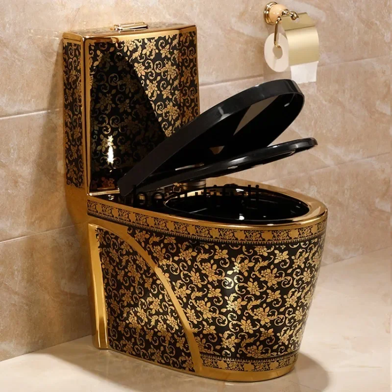

Electroplated gold toilet ceramic bathroom toilet, deodorant bathroom color toilet