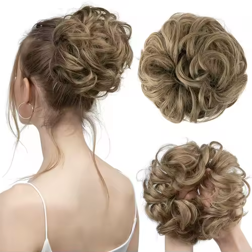 Synthetic Messy Hair Bun Extensions Big Curly Elastic Hair Scrunchies Hairpieces Chignon Donut Updo Hair Pieces for Women - Image 16