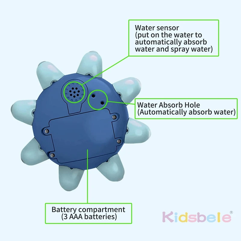 لعبة حمام رش الأخطبوط للأطفال بإضاءة LED ورذاذ الماء العائم للأطفال الصغار هدية دش حمام السباحة #5