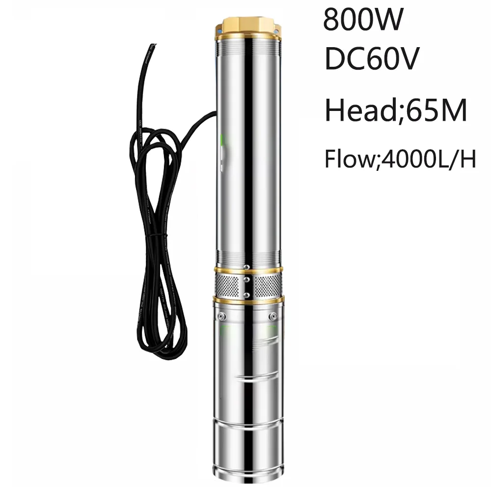 

800W DC48V Solar Deep Well Pump With MPPT Function Flow Rate 4000L Per Hour Head Lift 65M Solar Brushless Submersible Pump