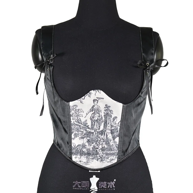 Sexy Mujer Corset Belt Gothic Cosert Espartilho Corselet Floral Bustiers & Corsets Top