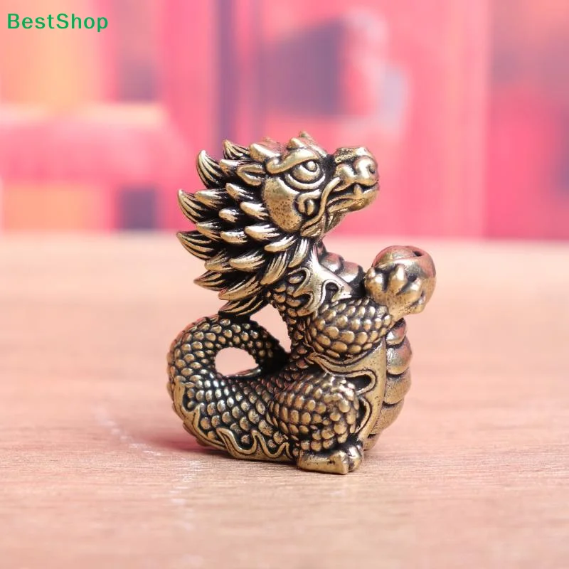 ♫Mini Brass Chinese Dragon Figurine,Feng Shui Dragon Statue for Prosperity & Good Luck Home Decor