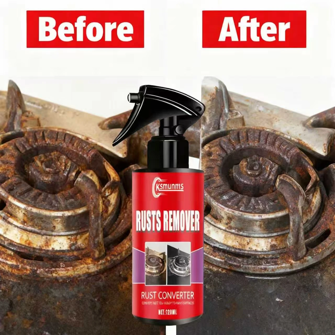 Ksmunnrs 120ML Rust Remover Spray, Instant Results Multi-Purpose Rust Inhibitor for Metal Surfaces, Fast-Acting Rust Removal & P image 2