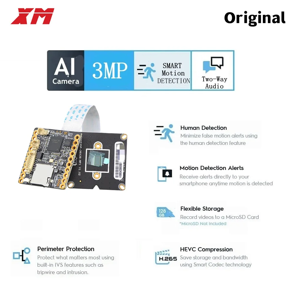 

IP-камера XM AI 3,0 M H.265 + с интеллектуальным анализом, CMOS SC3335, 1/2 дюйма