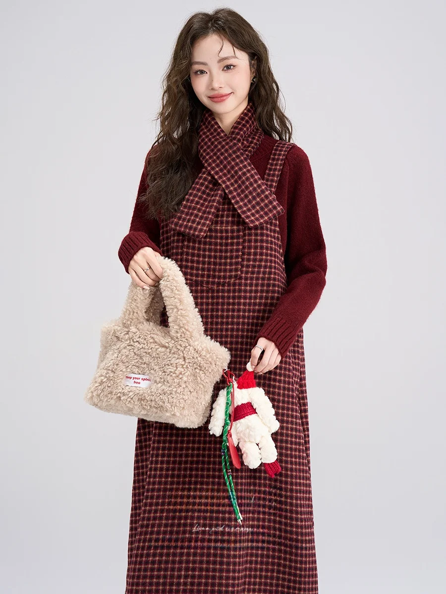 

Новогодний красивый комплект из двух предметов Dr Summer Not Late Winter Anti-Aging Faionable Clete Set Long Sve round Ne Over...