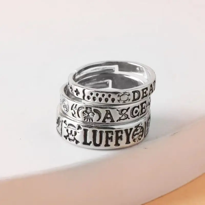 One Piece Monkey D. Luffy Roronoa Zoro Zweidimensionaler Verstellbarer Ring Paar Hochwertige Optik Modisches Personalisiertes Accessoire – Detail 2