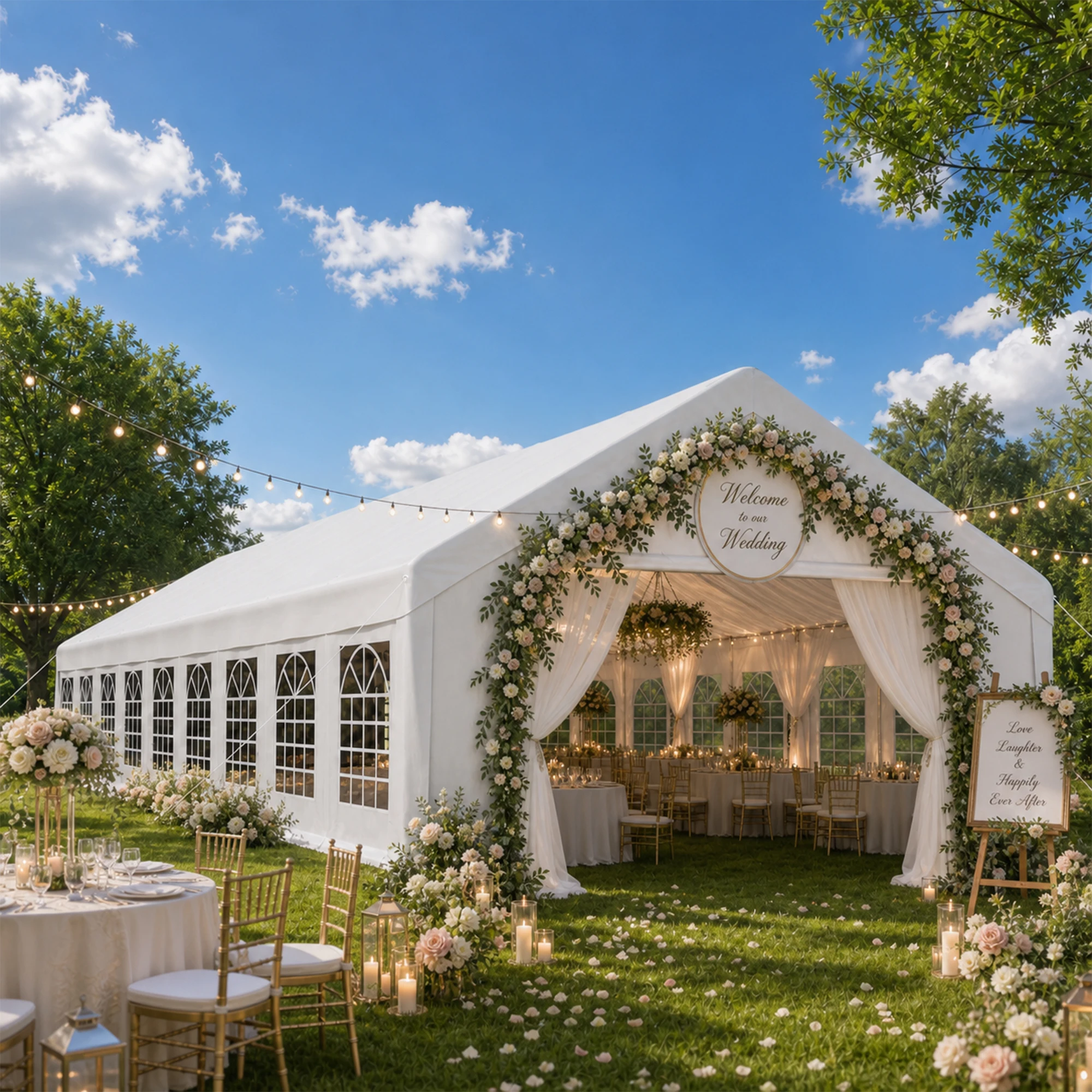 20x60FT Heavy Duty Banquet Tent 18 Transparent Windows 4 Setup Options Waterproof Steel Frame For 200 People Wedding Party Event Market