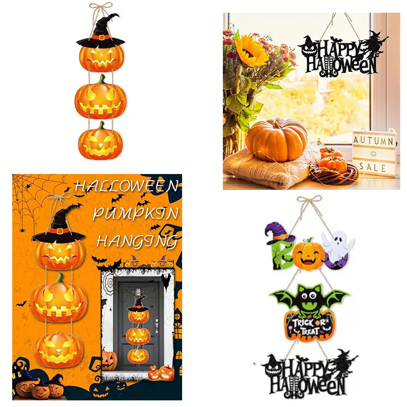 Festliche Kürbis-Fledermaus- und Totenkopf-Designs, Halloween-Hängeschild für Zuhause, Tür, Wand, Hof, Dekoration, Dekoration, Party, Outdoor, Innenbereich