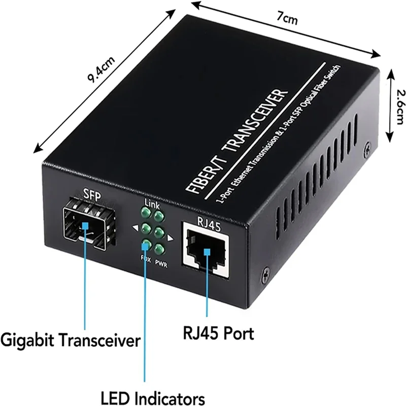

A99E-трансивер Gigabit SFP в оптоволоконный медиаконвертер RJ45 LC, одномодовый, одноволоконный, 10/100/1000M