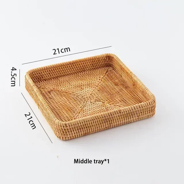 Nieuwe handgeweven opbergmand van rotan, opbergbak van wilgenvlechtwerk, mand voor brood, fruit, ontbijt, thee, picknickmand, keukenopbergmand