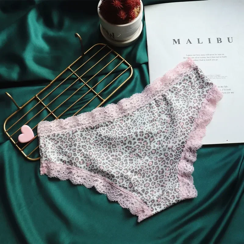 Сексуальное нижнее белье для женщин, кружевное нижнее белье с леопардовым принтом, нейлоновые сексуальные трусики для женщин, трусики с низкой талией