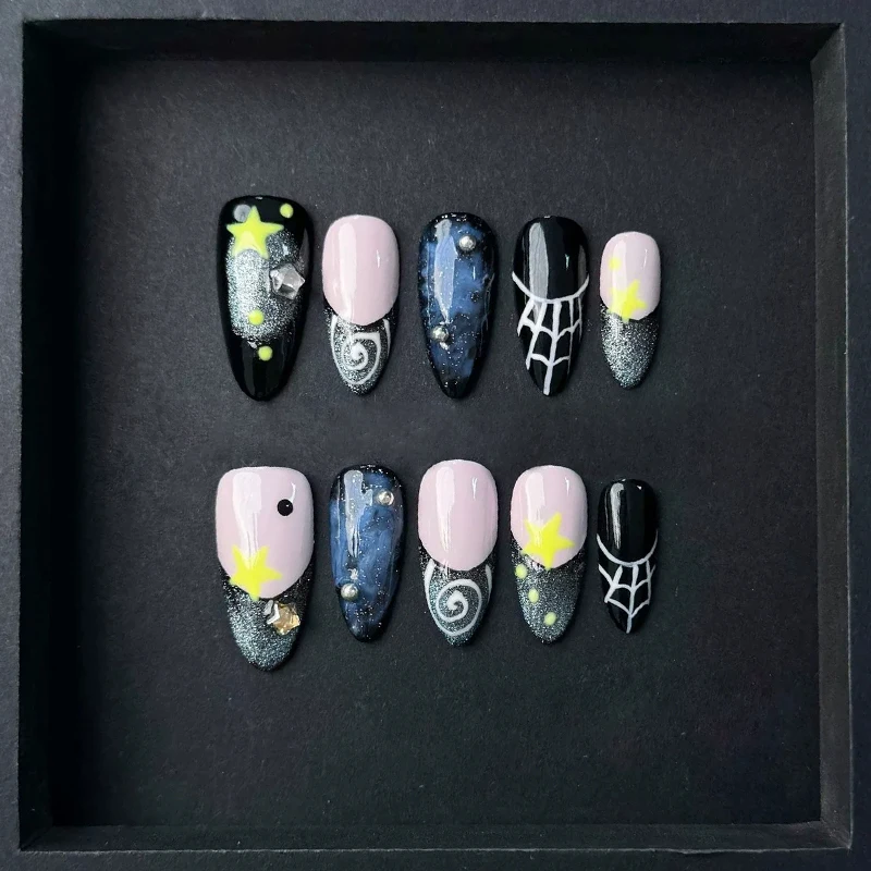 

Press On Nails Fake Nails Tips Art False Nails DIY Decoration Manicure Wearing 10pcs/Set Nail Plates Full Cover With Rhinestones