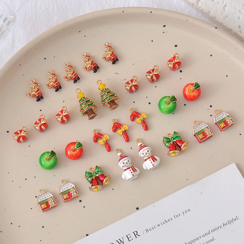 

10 шт./лот DIY микс ювелирных изделий аксессуары сплав капает масло трехмерное рождественское ожерелье для подвесок телефон браслет кулон