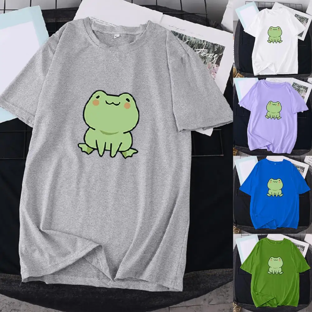 

Women Tops Fashion Comfortable Women T-shirt Printed Frog Pattern Women Pullover T-shirt for Friends