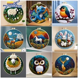 PhotoCustom Wool Needle Felt Wool Kit Color Animals Felting Wool DIY Felting Needle Felt Wool Set Handwork Accessories Tools