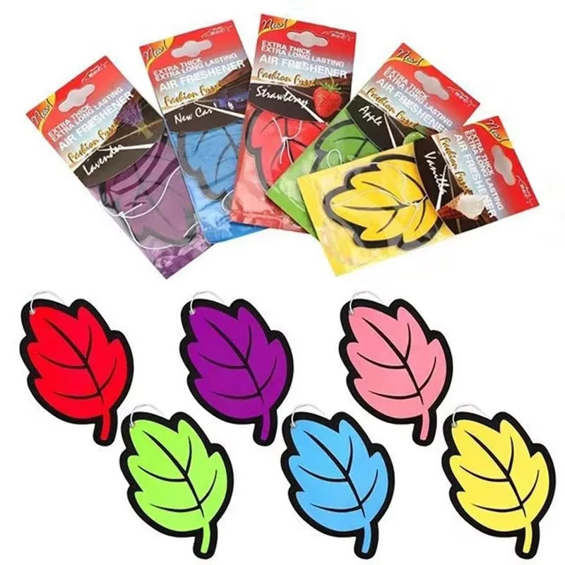 5/10pcs Car Air Freshener Natural Scented Tea Paper Auto Hanging Vanilla Perfume Fragrance Leaf Shape Car Accessories Interior