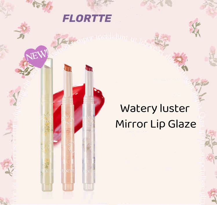 FLORTTE Brand Love Lipstick Pen First Kiss Series Mirror Water Light Lip Glaze Hydrating Women Beauty Cosmetics