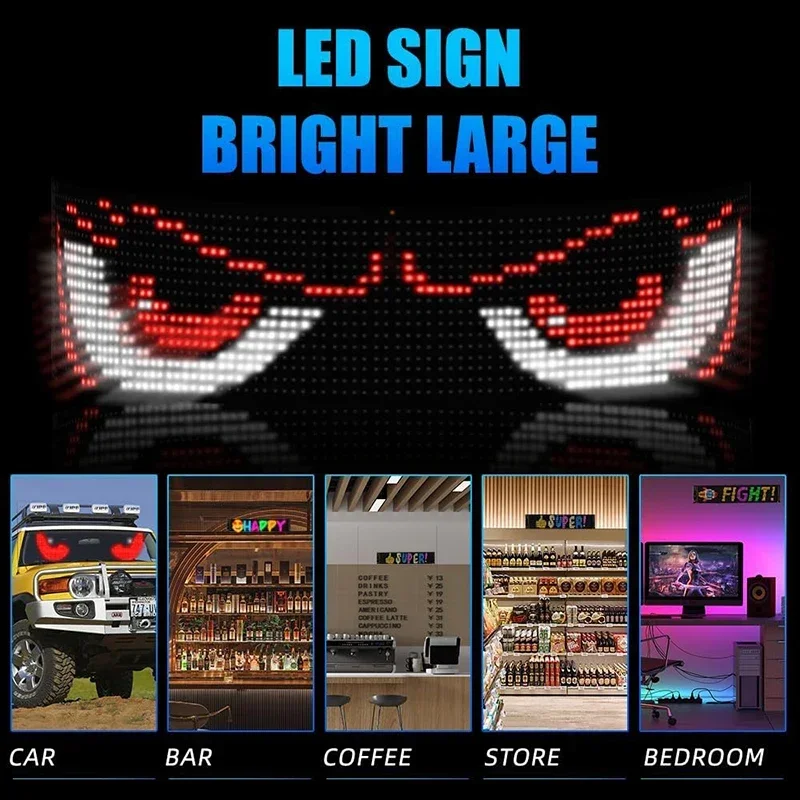 LED Eye For Car Window Screen Wireless Adhesive LED Light Blazexel Devil Eyes Light Flex LED Display Dynamic Eyes For Truck