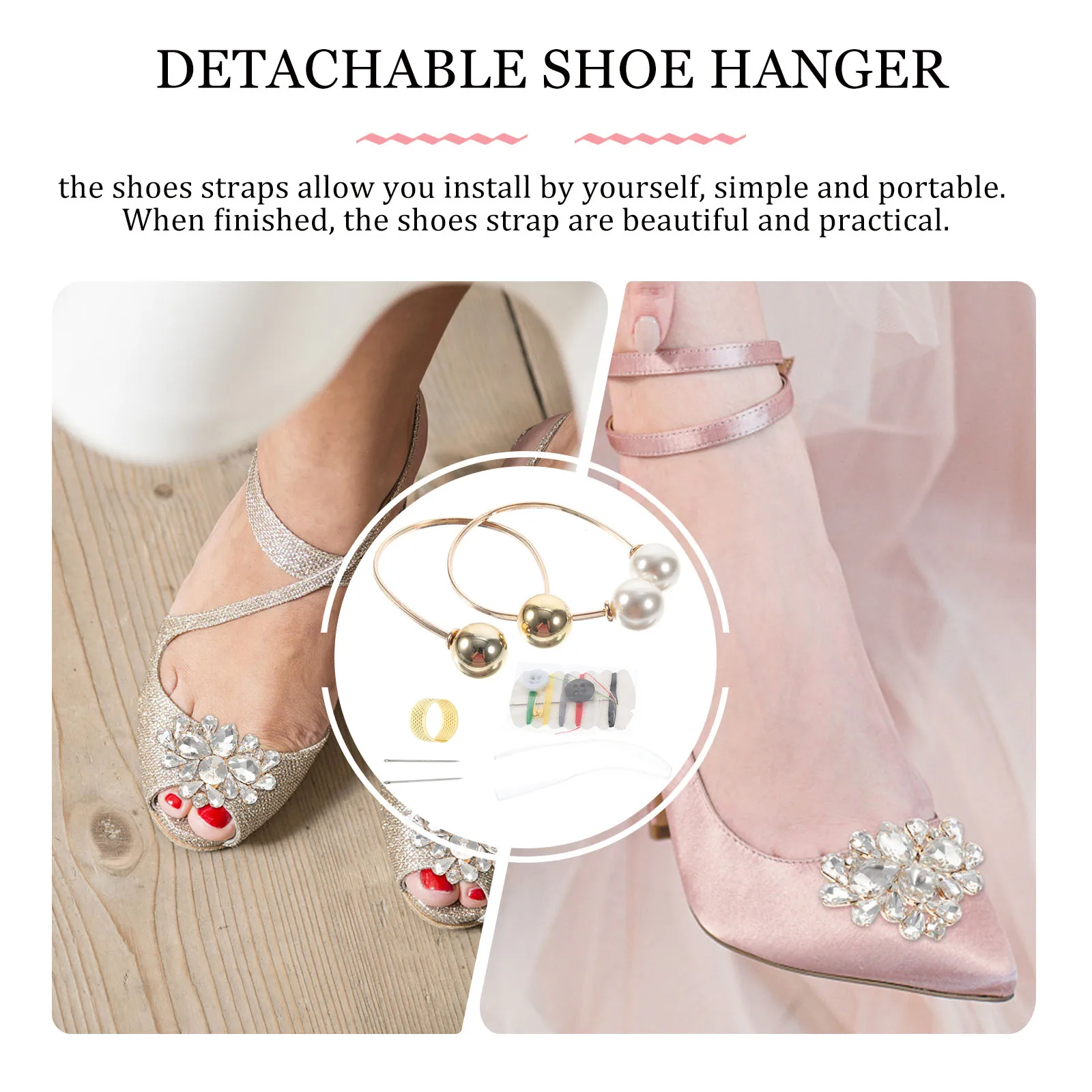 

1 set 1 Set U-Shaped Shoe Anti S Heel Straps For Women Detachable Buckle Strap Shoes Elastic Ankle Straps High Heel Supply