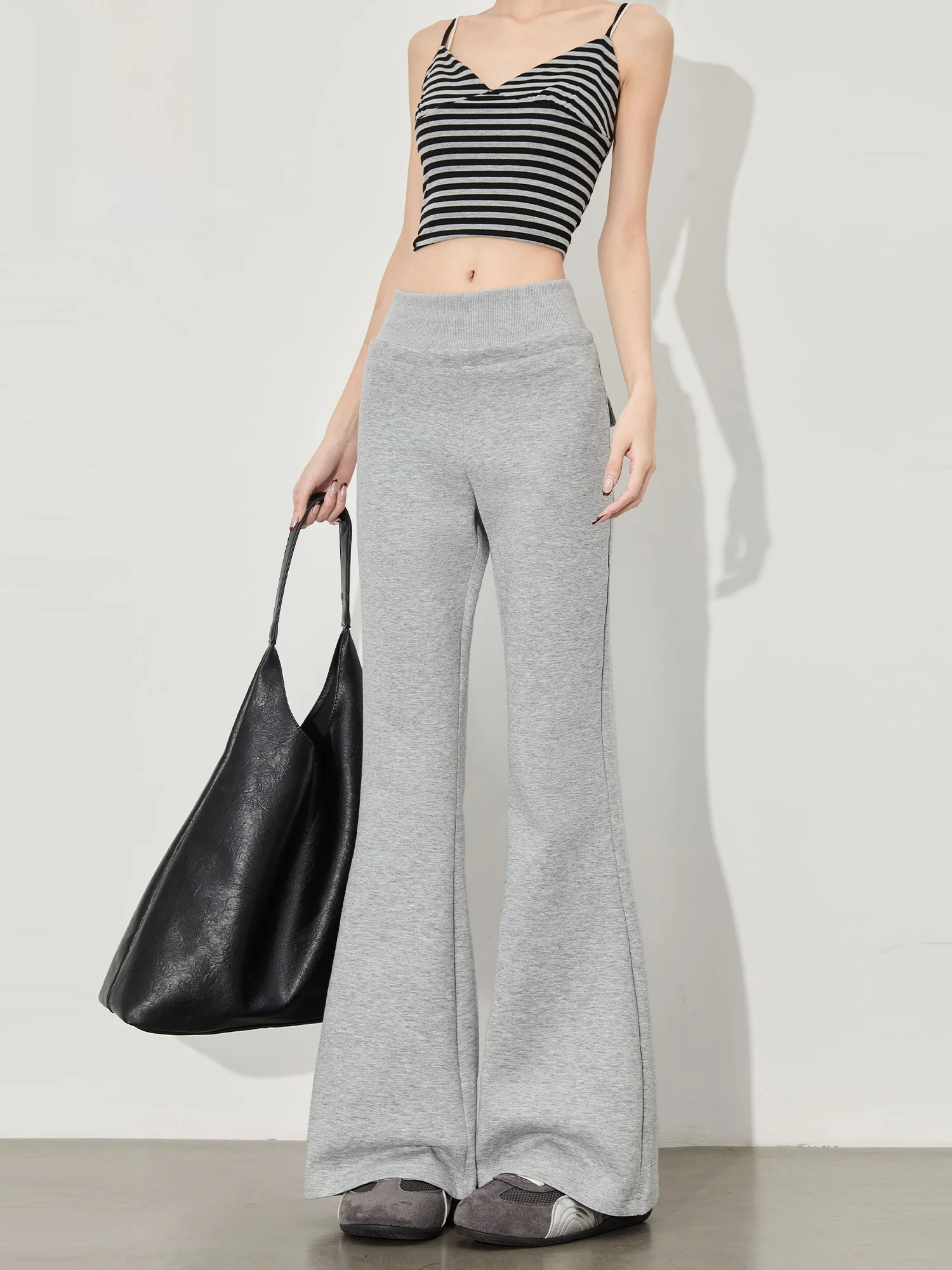 

American ey Sports Casual Pants Women's Dstring Waist Slimming Yoga Pants High Waist Flared Legs Other Fabric Ladies