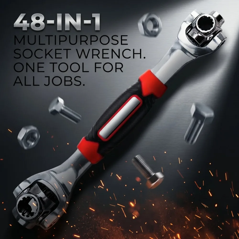 48-in-1 360° Rotating Universal Socket Wrench, Multi-functional All-in-One Design, Suitable for Household and Automobile Repair.