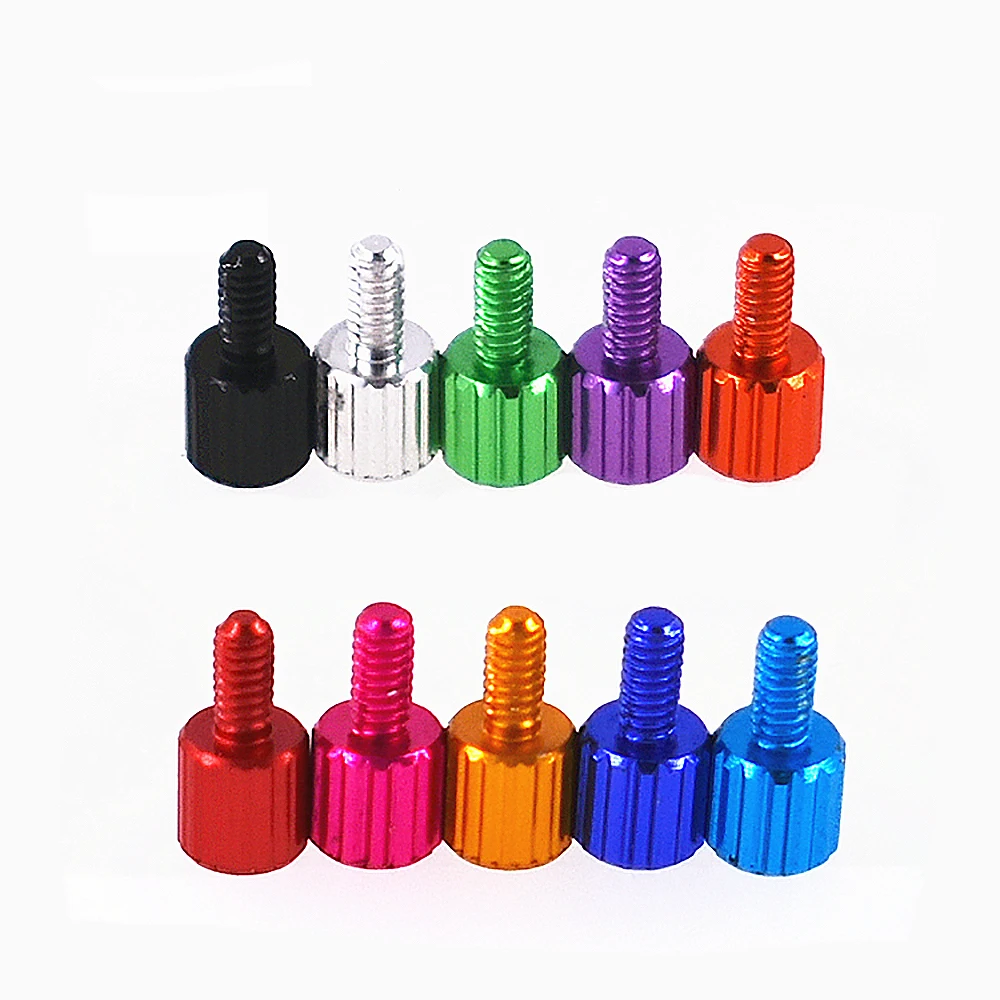 M2 M2.5 M2.6 M4 M5 M6 Aluminum Alloy Knurled Hand Thumb Screw Cylinder Head Hand Tighten Knob Screw Anodized L=4 - 25mm