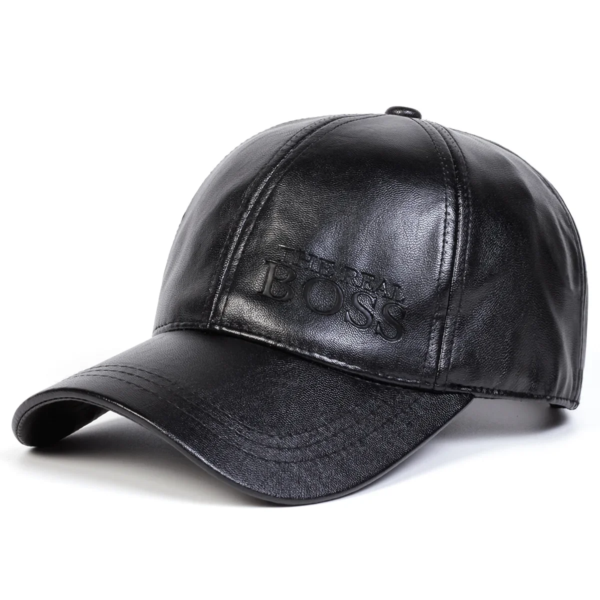 قبعة بيسبول من الجلد الطبيعي للرجال JEEPSPIRIT OM18CD996CA0024 قبعة جلدية كاجوال للجنسين نمط مريح للتنفس #4