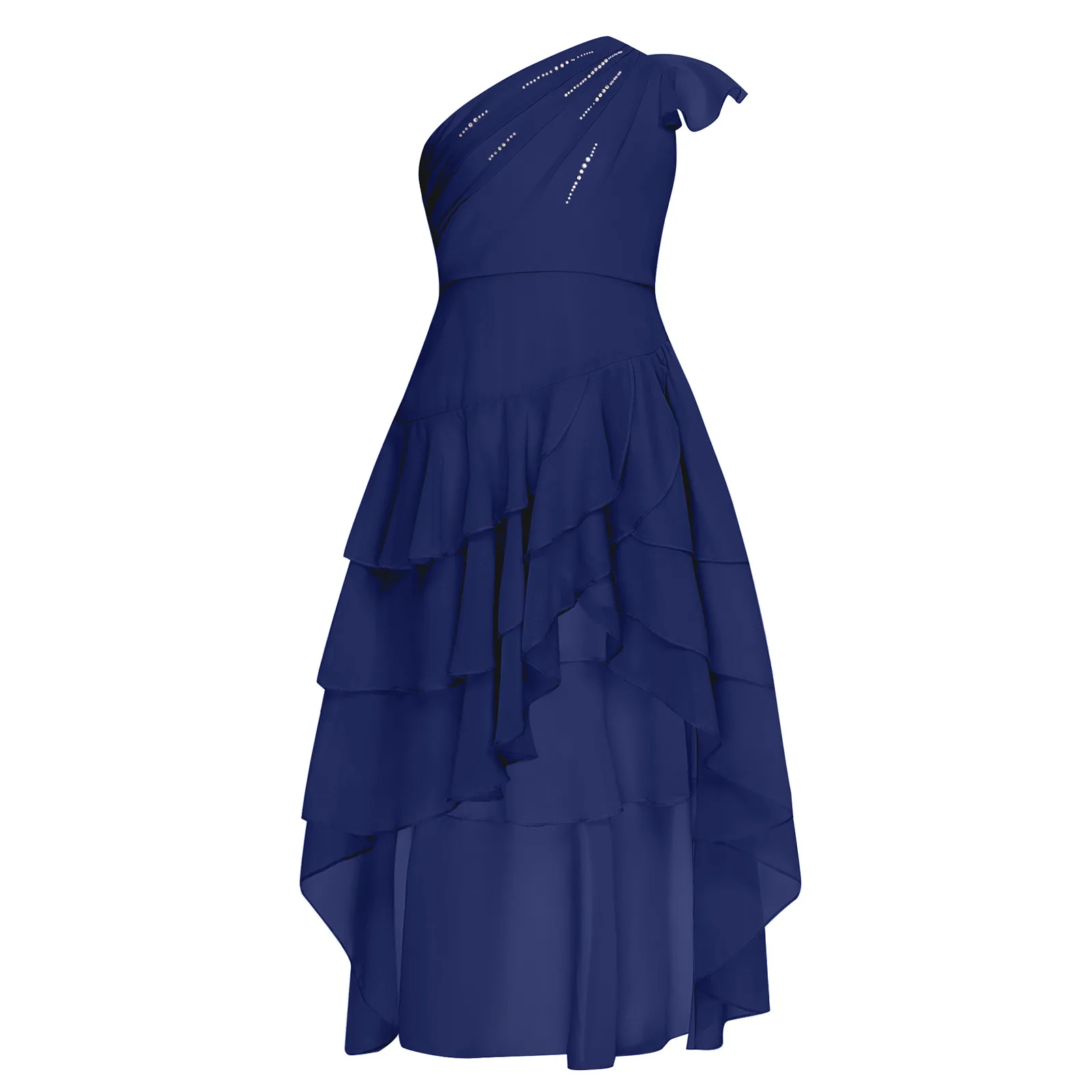 الفتيات الباليه أزياء الرقص الغنائي الاطفال فستان حفلة للأميرات الأطفال الشيفون كتف واحد فساتين احتفالية فستان حفلات المسابقة #3