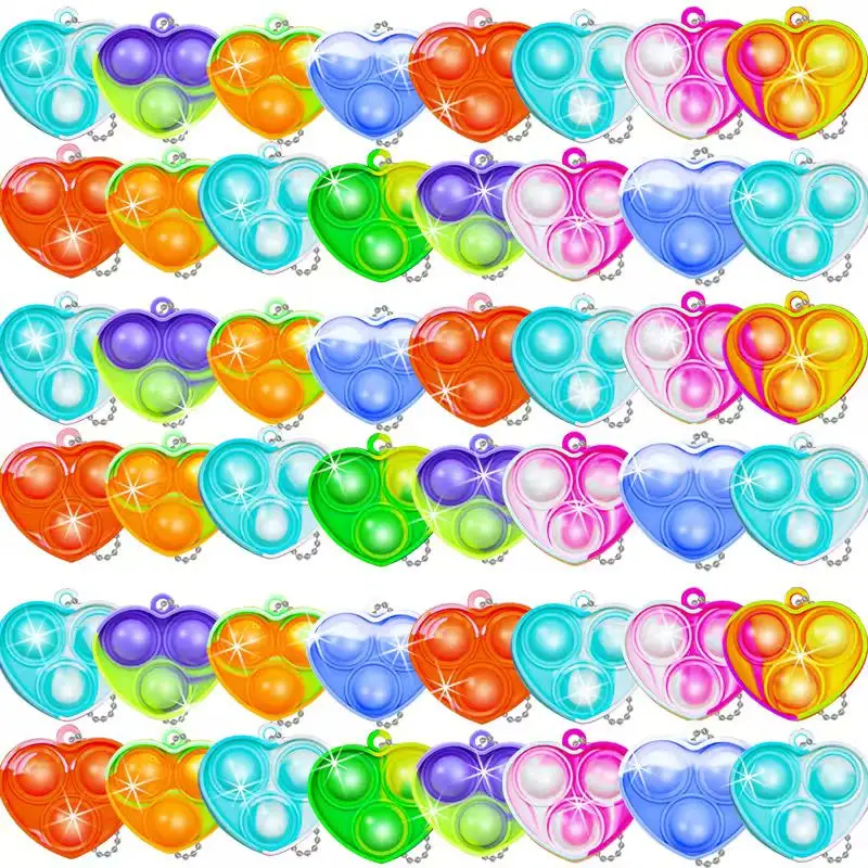 Heart Mini Pop keychains Fidget Toys For Kids & Adult Party Favors Classroom Student Prizes Christmas Basket Goodie Bag Stuffer