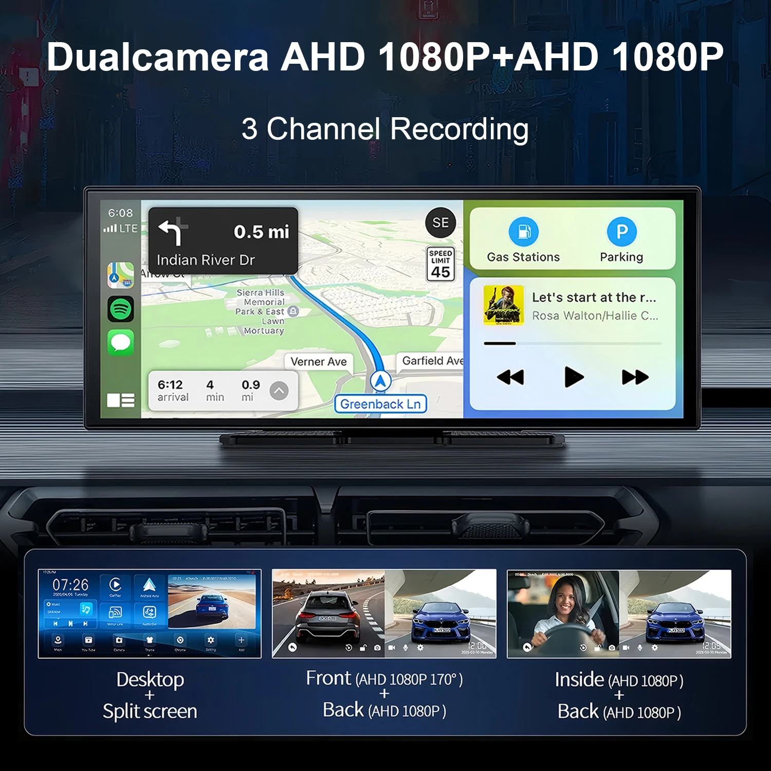 Universal Multimedia Portable Screen Wireless Carplay Car Stereo Carplay 10.25 Inch Screen Wireless Android Auto Car Display