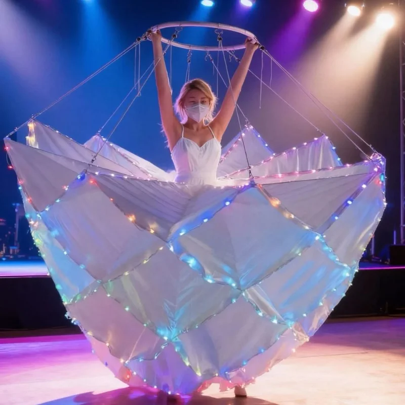Hot Sale Giant 3D White LED Costume Prop Inflatable Foldable Jumpsuit Stage Performance Commercial Event Eye-catching Visual