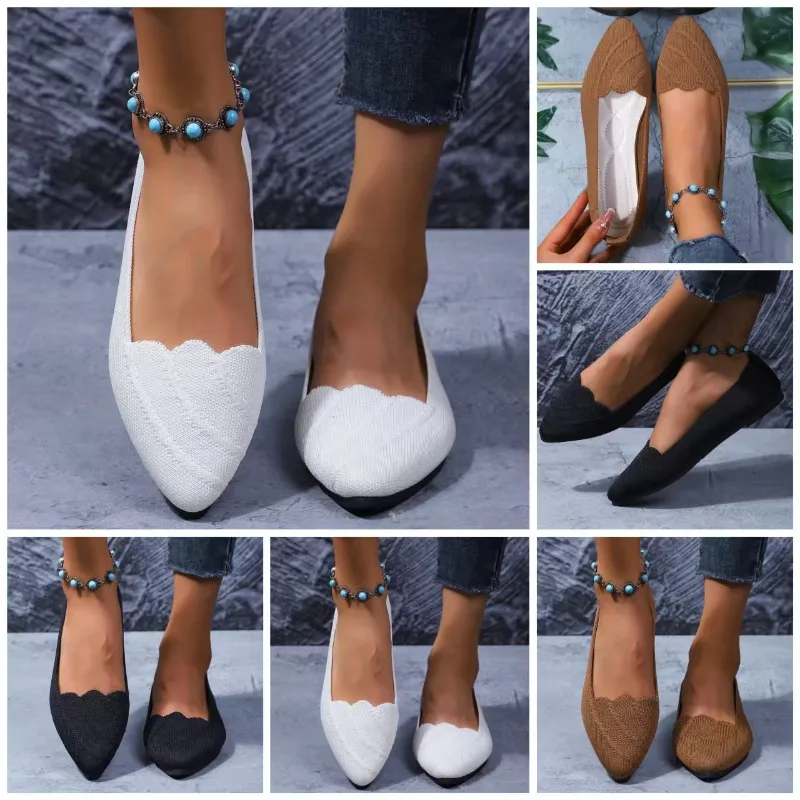 hot selleing 36-43 Large Spring/Autumn New Style Pointed Braided Flat Bottom Shallow Mouth Breathable Four Seasons Single Shoe