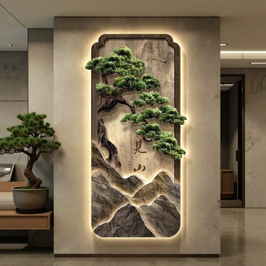 

LED Light Painting Entrance Decoration Painting High-end Wall Lamp Landscape Painting Wabi Sabi Style Hallway Hanging Painting