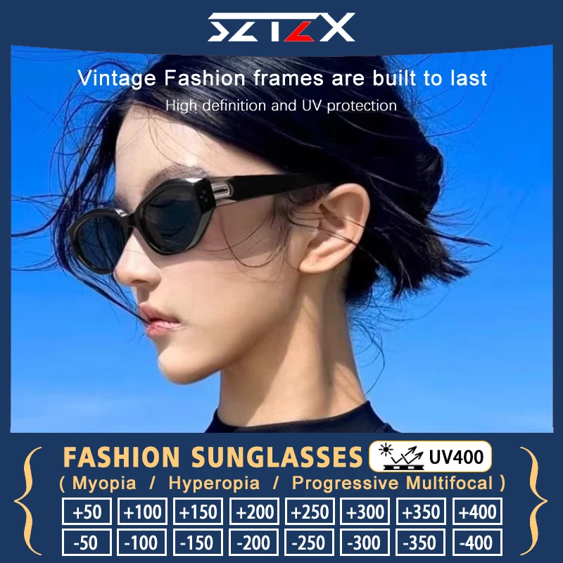 

SZTZX новые ретро солнцезащитные очки с защитой UV400, прогрессивные линзы, кошачий глаз, близорукость, пляжные солнцезащитные очки для вождения для женщин