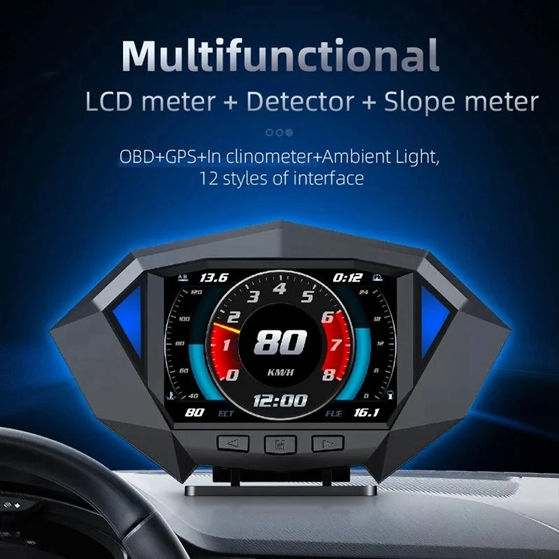 

1 Piece Auto HUD Head Up Display Dual System GPS OBD2 OBDII Speedometer Projetor Over Speeding Alarm RPM Indicator