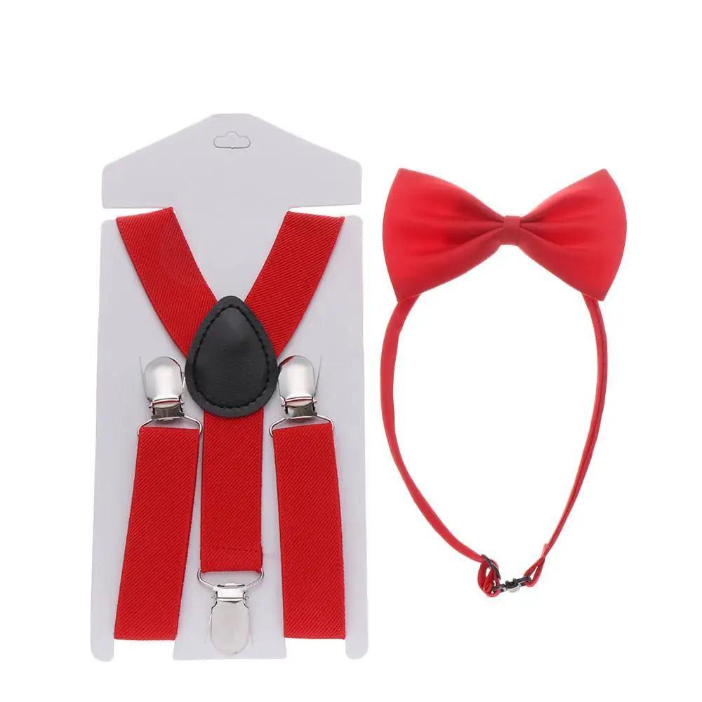 1 Pcs Elastic Suspenders with tie New Fashion Suspenders children Boys Girls With Bow Tie Adjustable Straps Accessories For kids