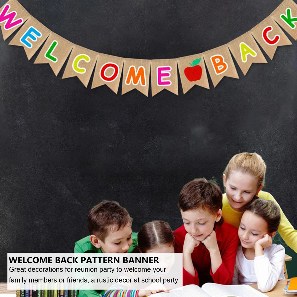 

1pc Welcome Back Back To School Party Decor Burlap Hanging Drop For Classroom Wall Window Door School Scene Layout Props Party