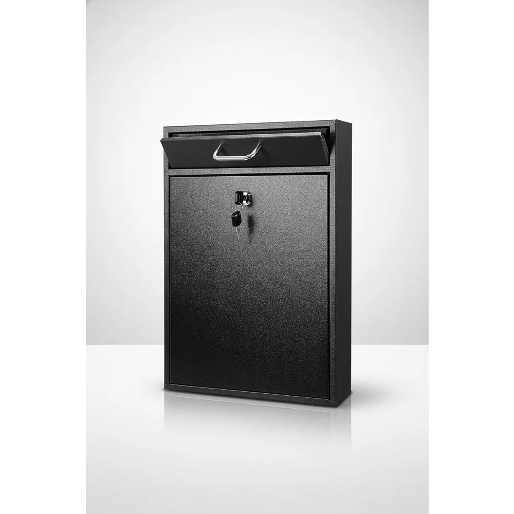 

Large Wall Mount Locking Mailbox with Key - 16.2x11.2x4.7in Secure Metal Post Box for Home & Business