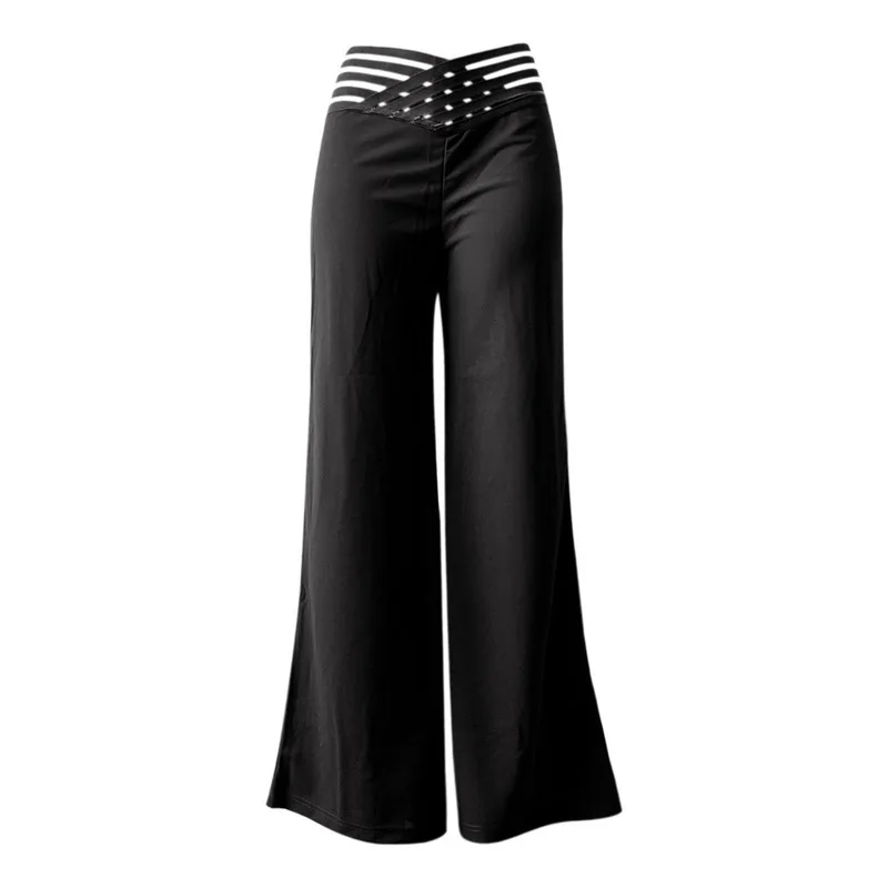 

JY Spring and Autumn women's hollowed out waistband pants, stylish commuting micro flared casual pants, mid waist casual pants