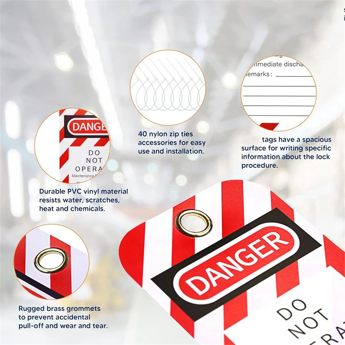 

Бирки JAS-Lockout Tagout, 3 х 5,75 дюйма, 40 опасных метки, не работает с 40 застежками-молнией, водонепроницаемыми метками Loto