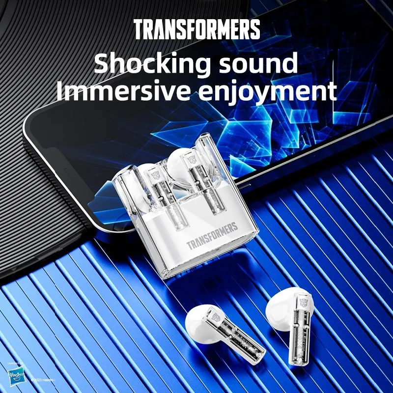 Transformers TF-T08 Bluetooth 5.3 Clear Voice call Headphones Long Endurance Quick Connect Gaming Earphones Low Latency Earbuds