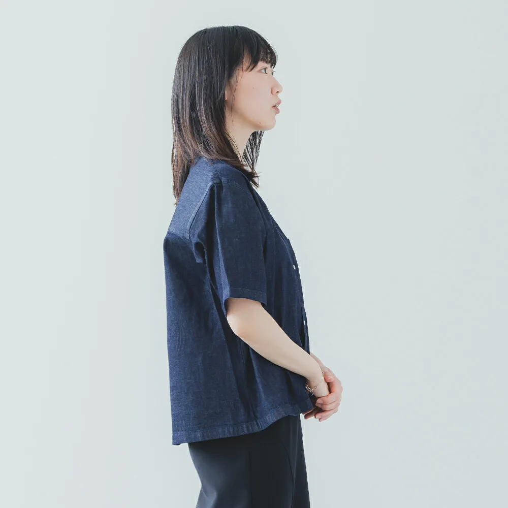 

Nya Japanese Sle ort Sve Denim irt 5 Buttons Casual Loose Slimming Women's irt Breathable Cotton Ne