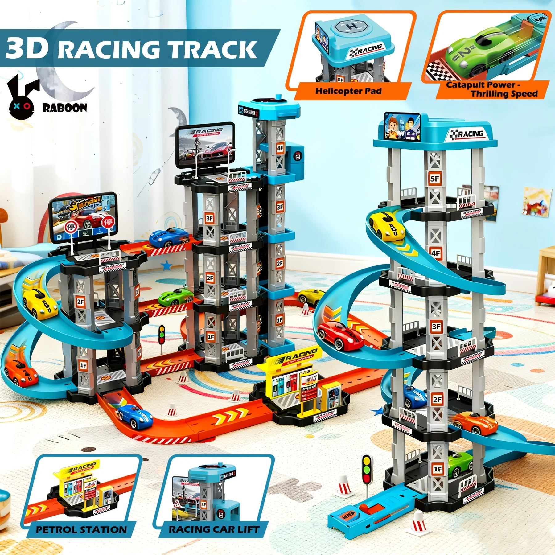 

Гоночная трасса-гараж с лифтом, 4 уровня, с рельсами и мини-машинками, для мальчиков и девочек, подарок