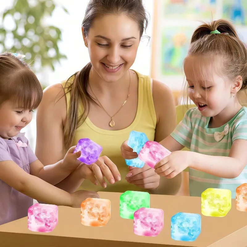 HefengCL Snowflake Ice Cube TPR Squeeze Toy Set Malt Sugar Soft Assorted Colors Fidget Toy Stress Relief Gift For Kids Party Cla